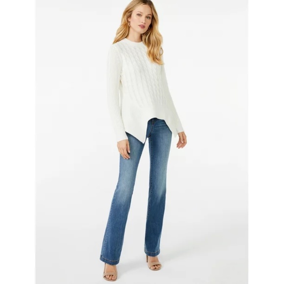 NEW Scoop Women's White symmetrical Sweater Small S  4/6 - Picture 3 of 14